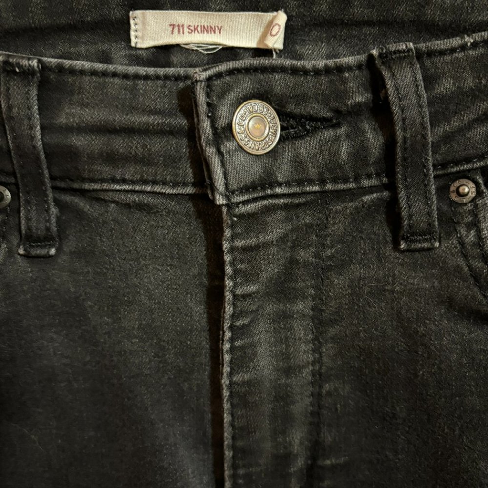 Levi’s 711 Skinny Jeans Black Stretchy 30x30 - Picture 4 of 16
